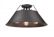  3306-3FM BLK-RBZ - Orwell BLK 3 Light Flush Mount in Matte Black with Rubbed Bronze shade